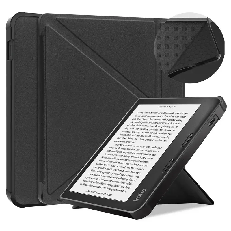 For Kobo Libra Colour Case 2024 7 Inch Multi-folding Stand Soft TPU Back Smart Shell for Kobo Libra Colour Cover Auto Sleep/Wake