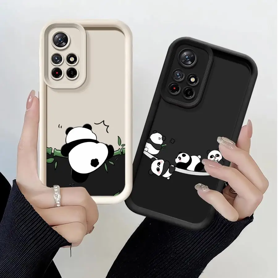 حافظة باندا كرتونية لطيفة لهاتف Xiaomi Redmi Note 13 14 Pro Plus 10 11 12 Pro 12s 11s غلاف ناعم