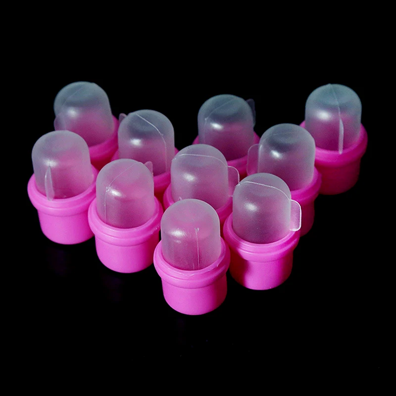 10 Stuks Nagellak Clip Doorweekt Van Siliconen Dop Uv Gel Polish Remover Wrap Devetter Cleaner Tip Vingerbedekking Lak Manicure Tool