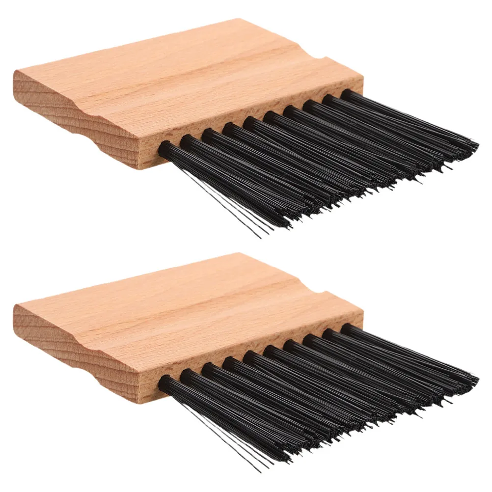 2Pcs Baseball Softball Umpire Brush Set Wooden Handle Ergonomic Grip Home Plate Cleaning Brush for Gloves and Gear Maintenance