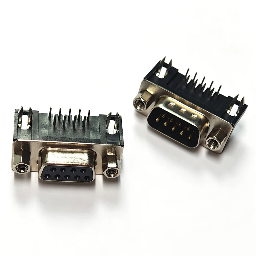5pcs DR9 Male Female Right Angle 90 Degree D-Sub PCB Mount Serial Port Connector 9Pin Socket
