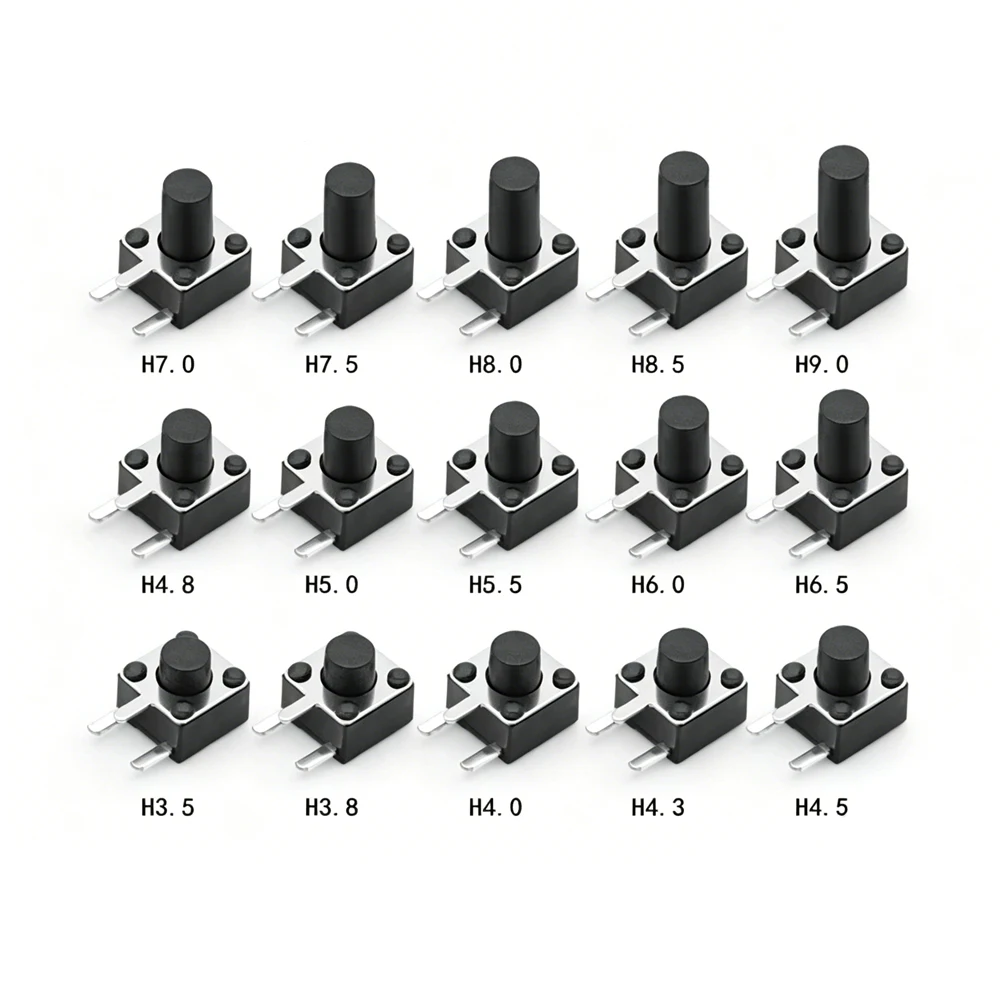 4.5x4.5mm Side 3 Pin Tactile Push Button Switch Micro Momentary Tact Switch 3.8/4.5/5/6/7mm Height TS-C017