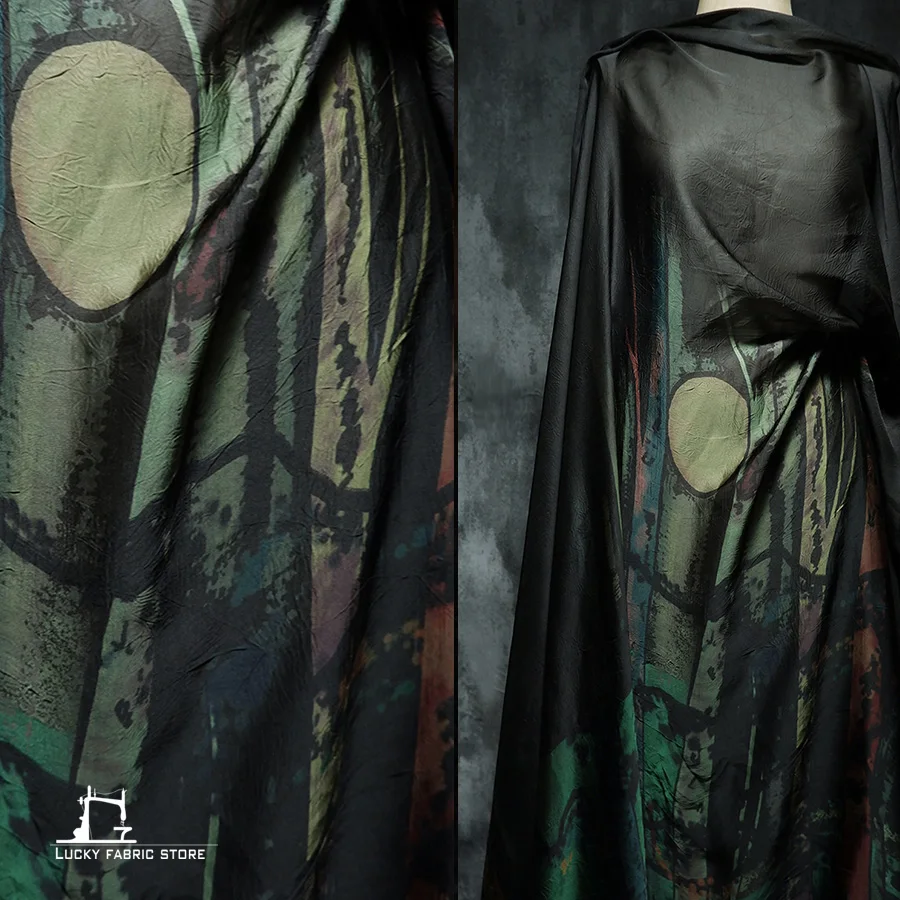 

【Акстрактная живопись 1】Летняя женская юбка больших размеров с микро царапинами и морщинами, легкая стильная ткань, дизайнерская ткань