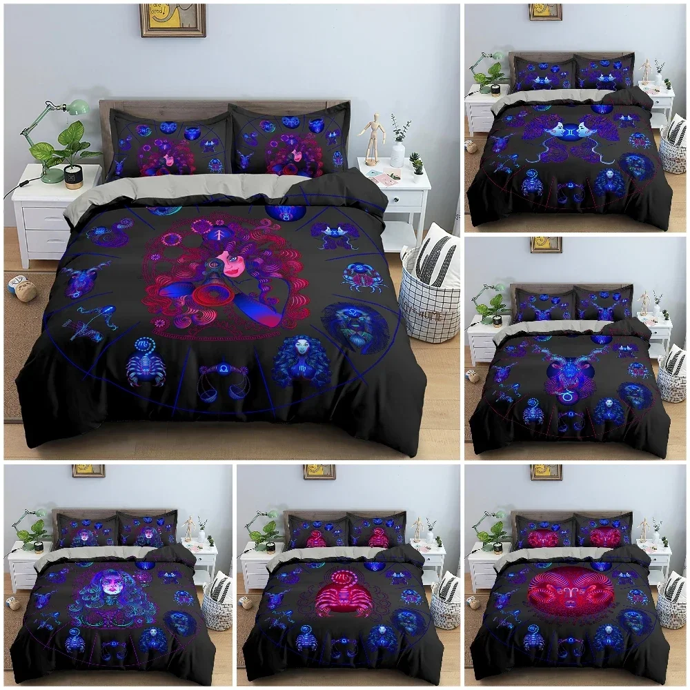 3D Printed Astrological Horoscope Constellation Bedding Set Psychedelic Duvet Cover Quilt Double Twin Full Queen King Adult Kids