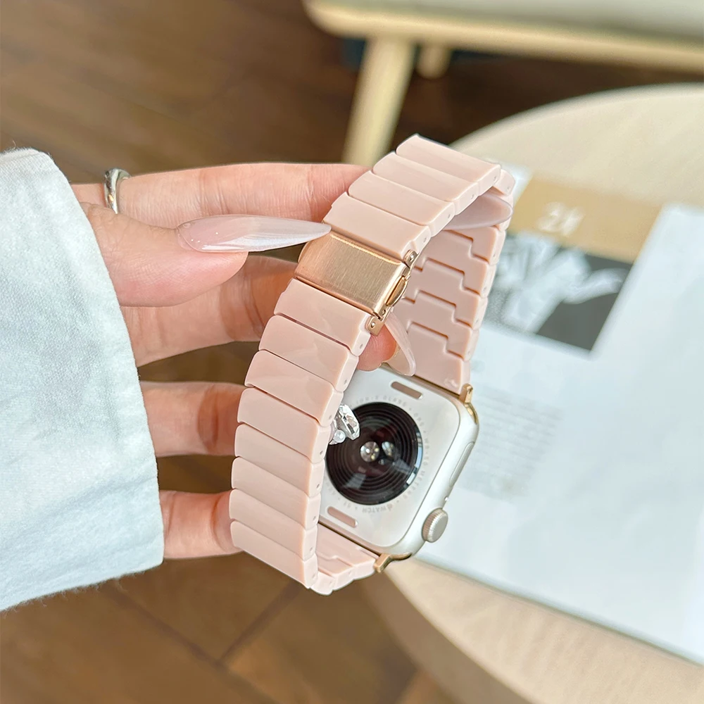 Apple Watch 10 밴드 용 수지 스트랩 42mm 46mm 44mm 45mm 40mm 41mm 49mm 38mm Iwatch 시리즈 9 8 7 SE 5 4 용 Correa 루프 팔찌