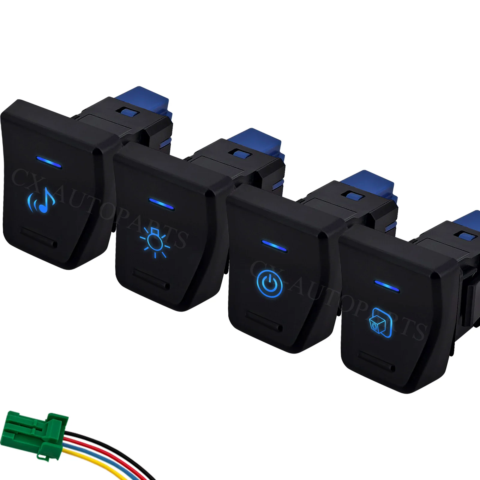 Blue LED Push Switch Interior Light Camera Power ON OFF for Toyota Wilanda RAV4 XA50 2020-2022 Dash Center Console Accessories