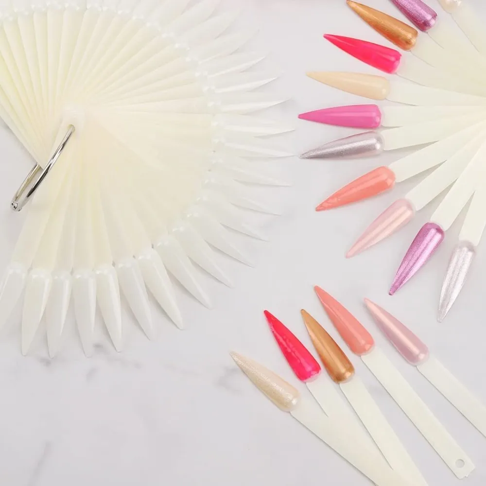 

40/50Pcs Clear Natural Nail Polish Swatch Sticks Detachable Fan-Shape Nail Art Practice Tips Color Sample Display for Salon Tool
