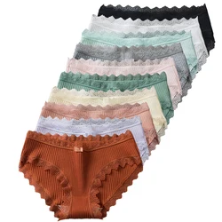 10Pcs Women's Underwear Cotton Sexy Lace Elastic Female Panties Soft Lovely Briefs Students Breathable Ladies Lingerie