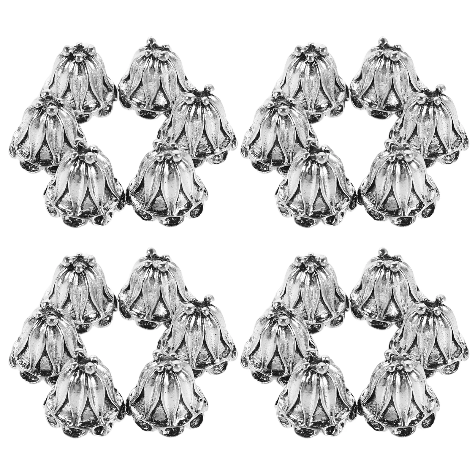 

50pcs Vintage Alloy Flower Elegant Floral Covers Earrings Bracelets Metal End Diy Necklace Crafting Design Bead