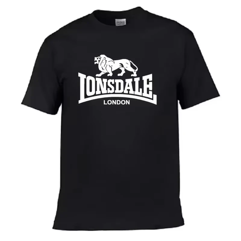 Herren-T-Shirt mit Löwen-Lonsdale-Print, kurzärmelig, locker und bequem, aus reiner Baumwolle, Street-Style, Oversize-Herrenkleidung für den Sommer – Detail 13