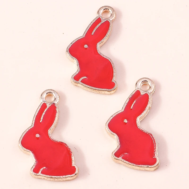 10 Stück 10x16mm Cartoon Emaille Tier Hasen Charms Anhänger für Schmuckherstellung Ohrringe Halsketten Armbänder DIY Bastelzubehör – Detail 3