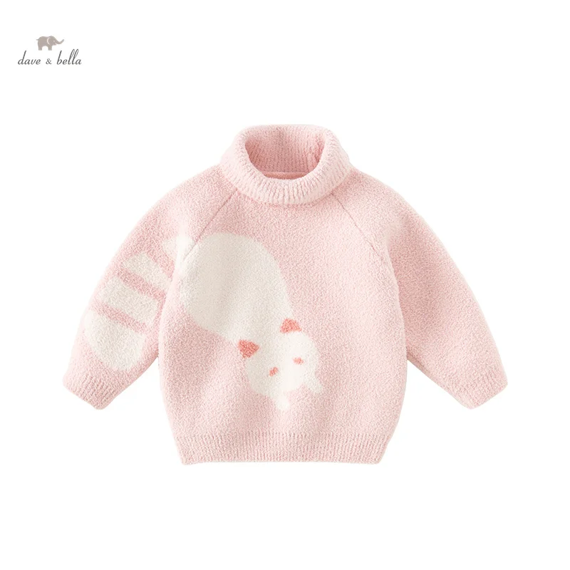 Dave Bella 2023 nuovo autunno inverno ragazze ragazzi vestiti del bambino top canottiera maglione cartone animato dolcevita moda Casual DB4237172