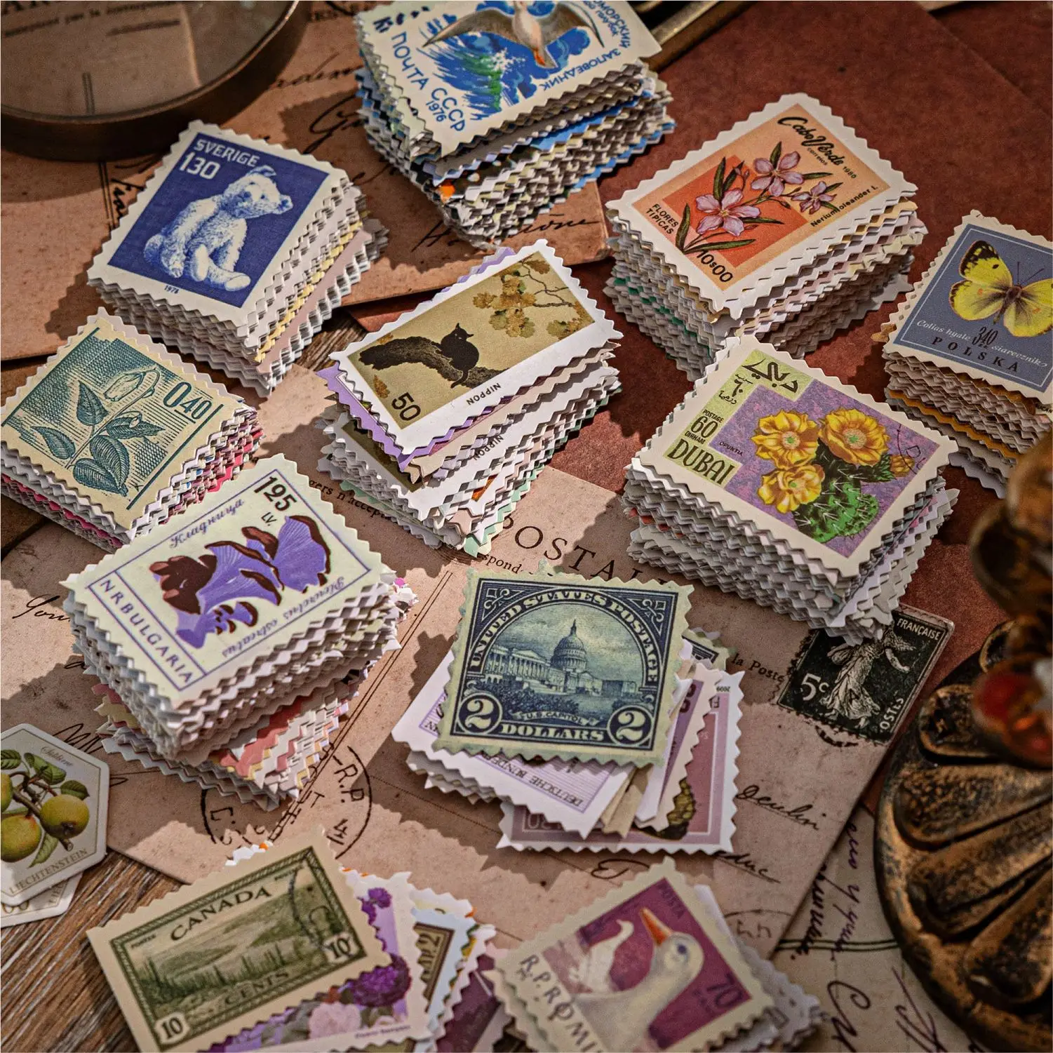 Sugar Poem Copperplate Paper Stamp Sticker Pack Collector Series Retro Countryside Style Decorative