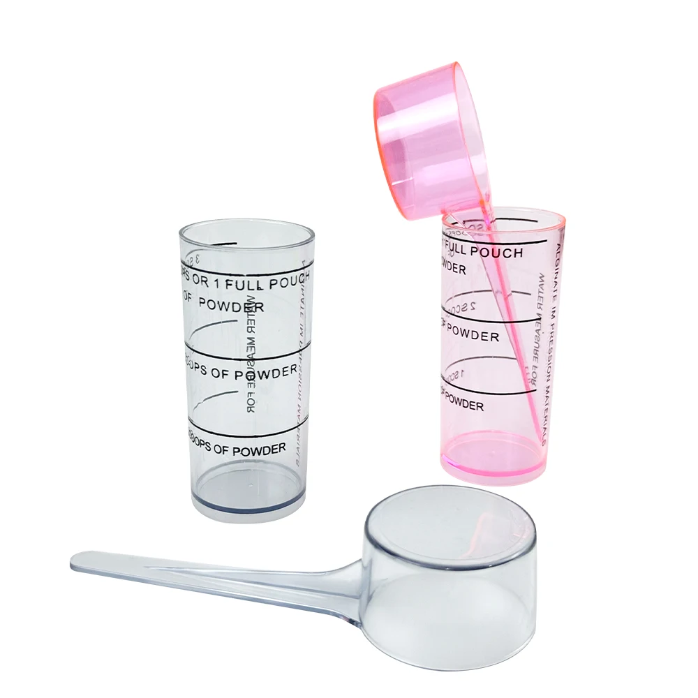 2 sets Plastic Dental Alginate Measuring Spoon with Mixing Cup for Oral Impression Material Lab Survey Tool