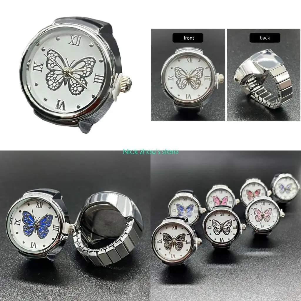 

E15E Часы-кольцо для женщин и мужчин Аналоговые кварцевые часы с римскими цифрами на циферблате