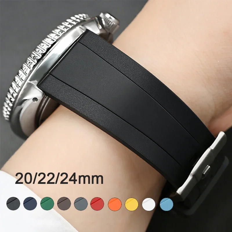 20mm 22mm 24mm Liquid Silicone Strap for IWC Breitling Universal Sport Quick Release Watch Band Bracelet for Omega Seamaster 300