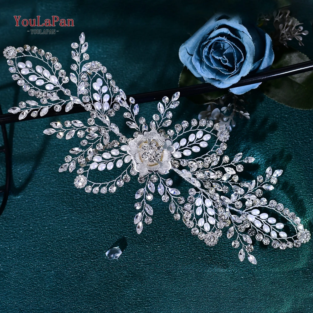 YouLaPan Ikat Kepala Pengantin Pernikahan Berlian Imitasi Aksesori Rambut Pengantin Wanita Ikat Rambut Perhiasan Pesta Pakaian Rambut Hiasan Kepala Elegan HP893