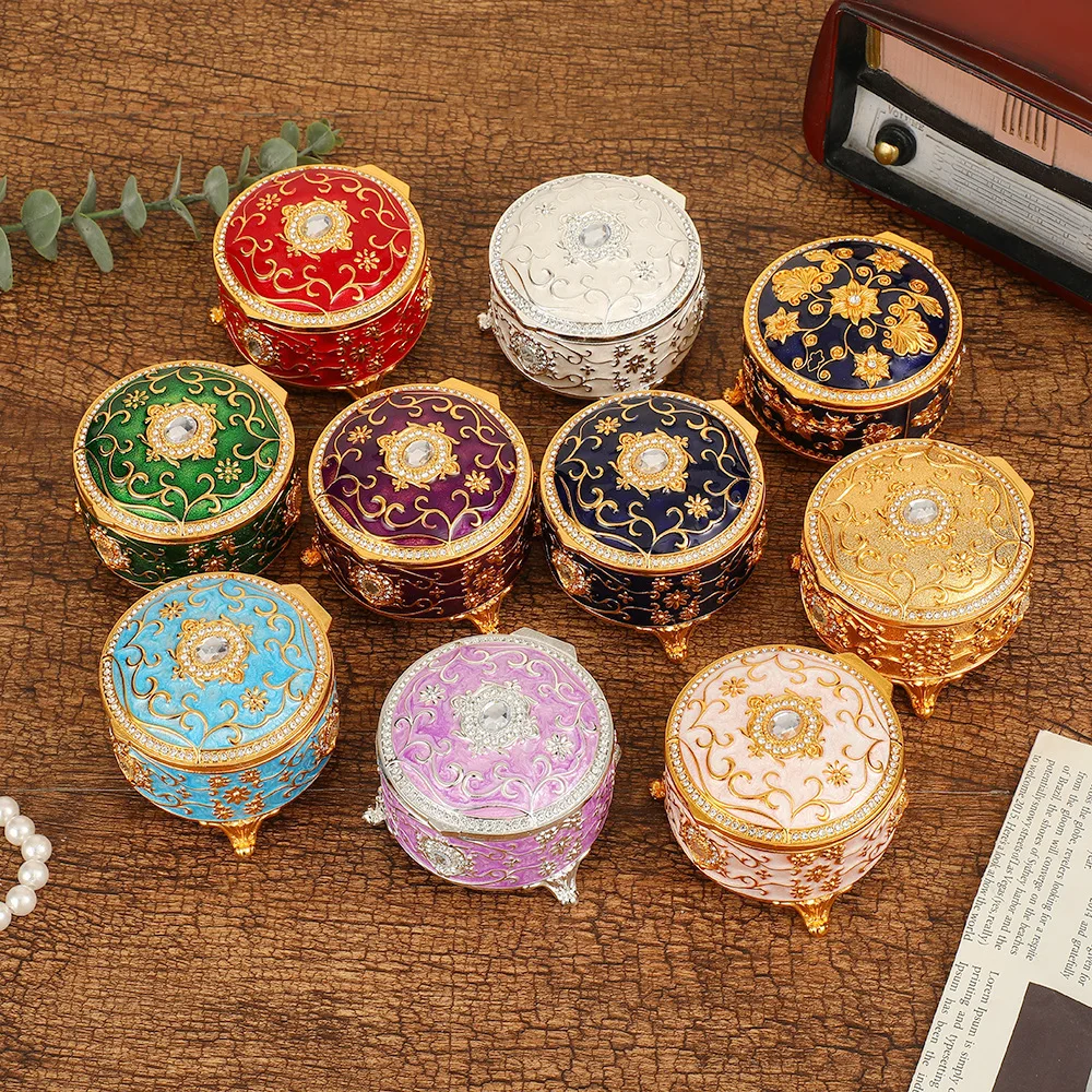 

2025 New Diamond Jewelry Box Small High-end Ring Box Flannel Storage Metal Small Delicate Necklace