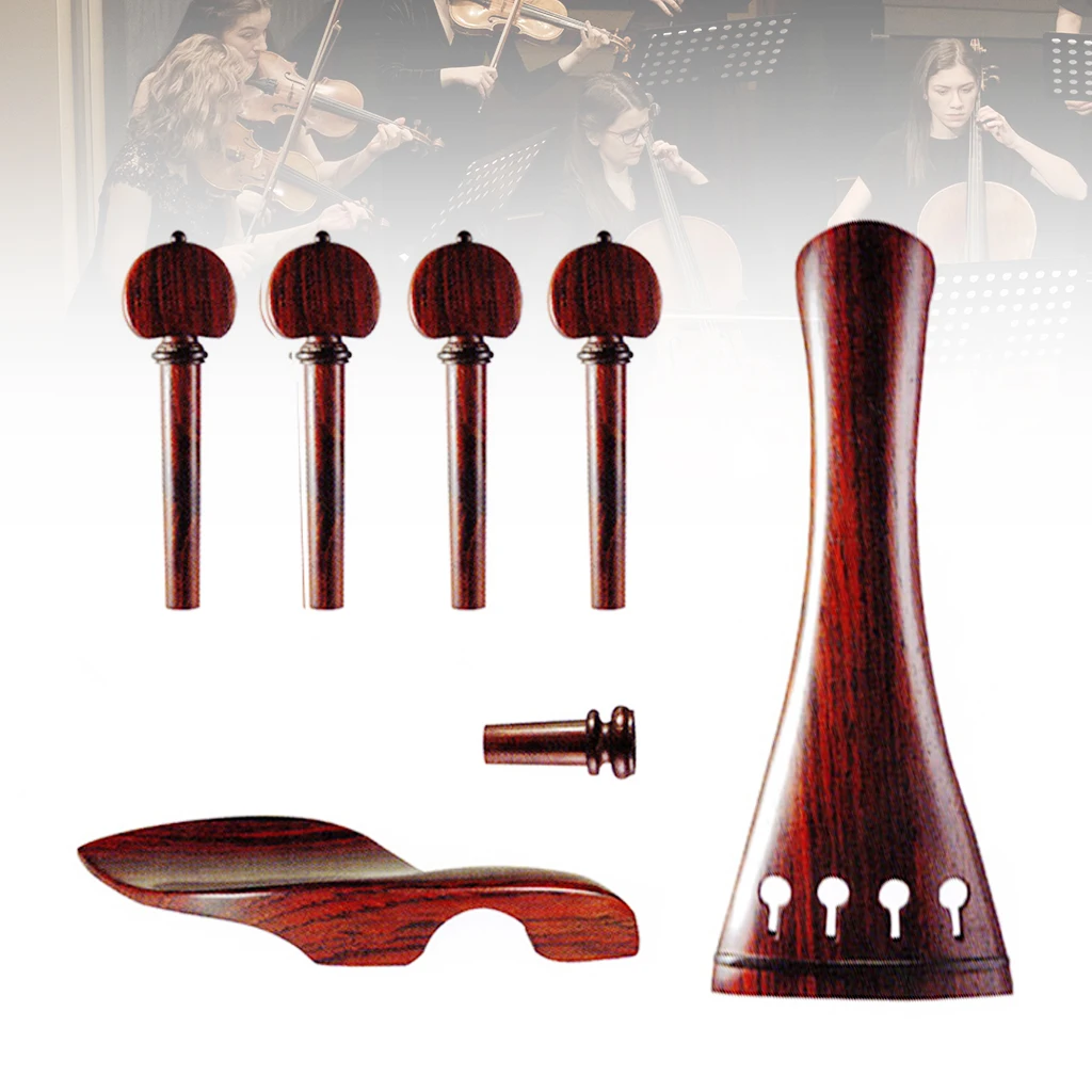 Hill Style Rosewood Violin Parts 4/4 Tailpiece 4PCS Turning Pegs Endpin Chinrest Full Set For Handmade Fiddle Parts Acessories