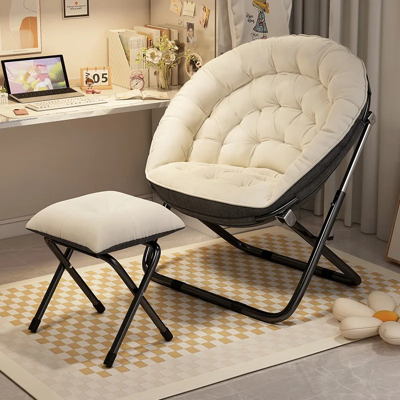 Lazy folding backrest lounge chair, semi wrapped sofa chair, casual single computer chair, metal bracket with foot pedals