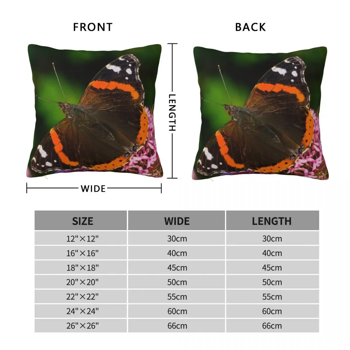 Red Admiral Butterfly Pillowcase Polyester Linen Velvet Creative Decorative Throw Pillow Case Home Cushion Cover Wholesale 45x45