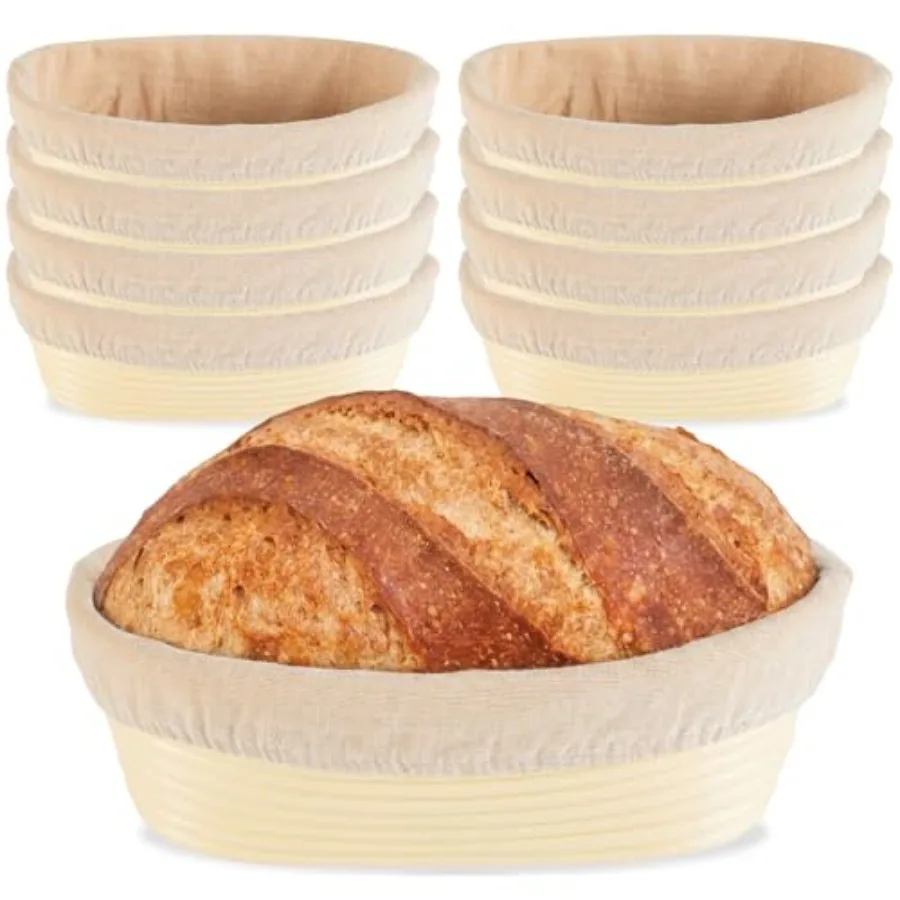 

Pack Banneton Bread Proofing Basket 10 Inch Oval Rattan Banneton Baskets with Linen Liner Cloth Sourdough Basket Dough Proofing
