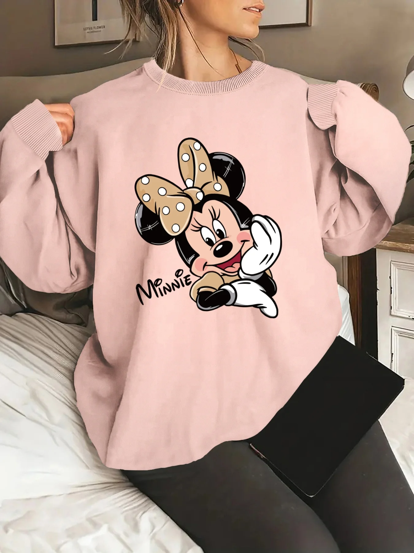 Disney Mickey Minnie Mouse Sweatshirt Hoodies Fleece Dames Heren Katoen Herfst Winter Trui O-hals Hoody Lange mouw Oversized