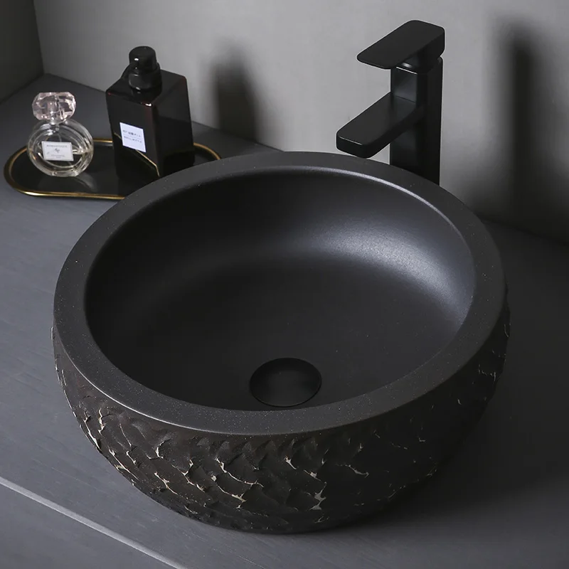 

Handmade Porcelain Sink blue and white Countertop Ceramic wash basin Bathroom Sink