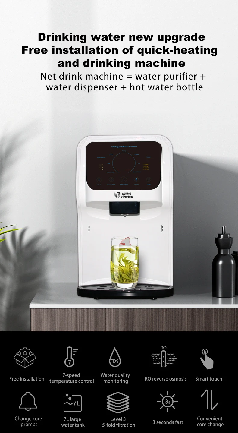 

Water Purifier, Water Free System - 30 L/day - Alkaline Hot and Cold Water Dispenser