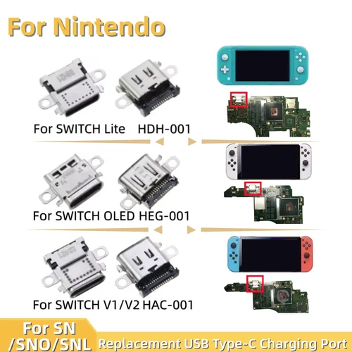 5-10 Uds. Para Nintendo Switch puerto de carga USB tipo C de repuesto para Switch/Switch Lite/OLED