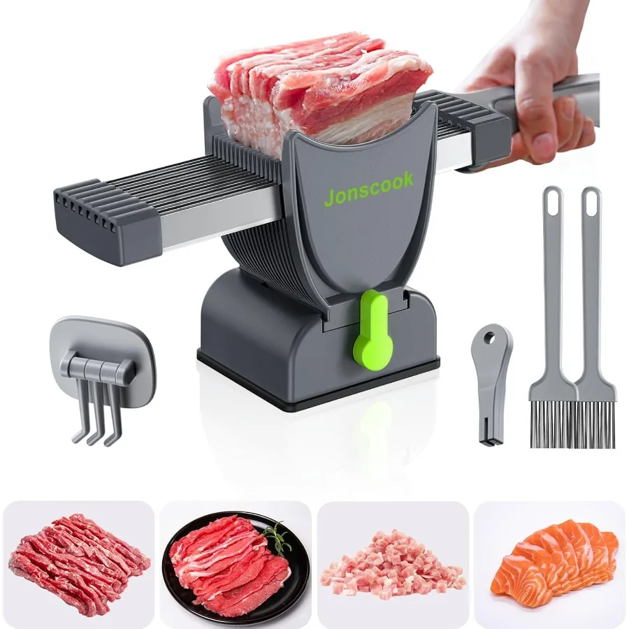 

Manual Fresh Meat Slicer for Weekly Meal Prep Adjustable Thickness Settings at 2mm or 4mm 17 Blades Produce 18 Uniform Slices I