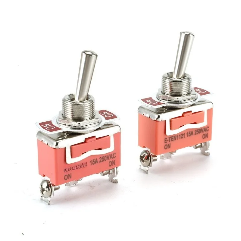 E-TEN1121 Button Switch 3 Feet 2 Gears Rocker Arm Shaking Head Switch 12MM Toggle Switch 15A250V Orange