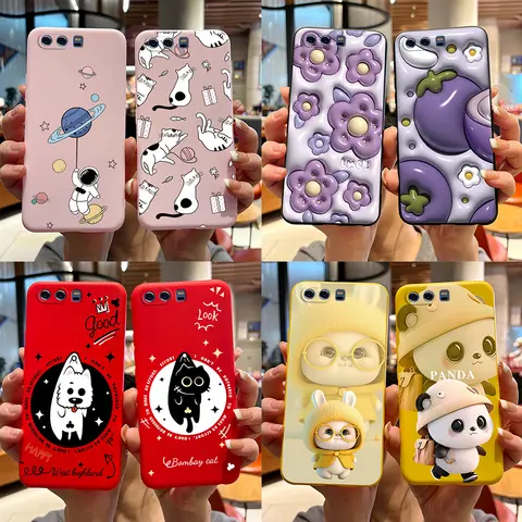 Silicone Back Cover for Huawei P10 Plus Soft Cute Rabbit Panda TPU Bumper Protective Phone Case HuaweiP10 P10Plus Fundas Housing