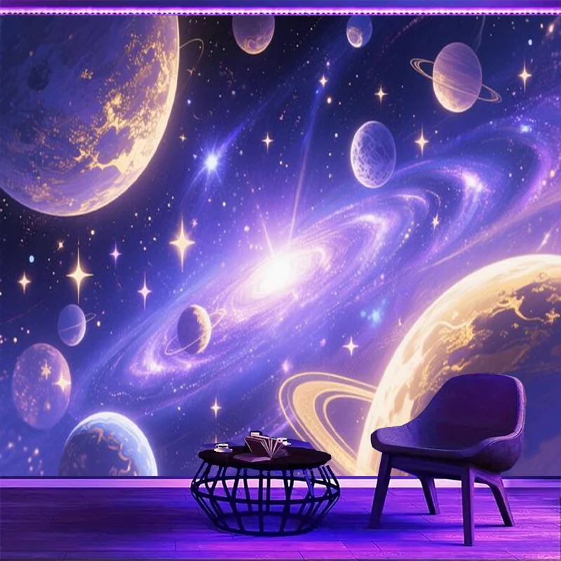 1PC Cosmic Planet Starry Art Print Backdrop Banner, Bedroom Living Room Photo Background, Polyester, Home Decor, Wall Art