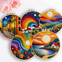 Creative Wool Felting Painting Colorful City Scenery Picture Starter Kit Needle Felting Kit Wool Felting Painting Crafts Gift