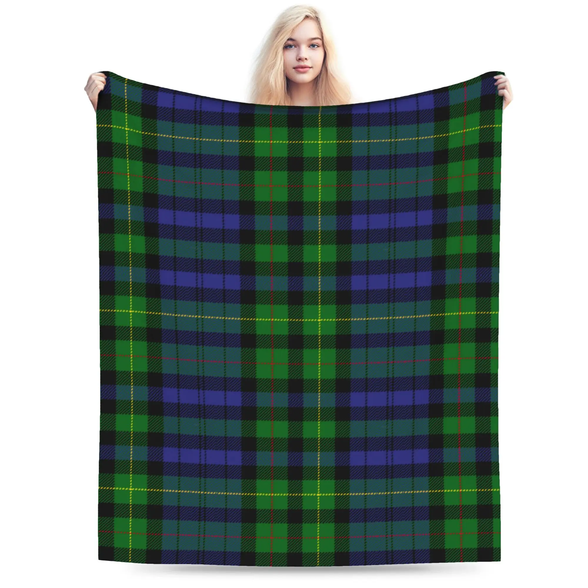 

Clan Rollo Blue and Green Tartan Blankets Flannel Printed Plaid Multifunction Soft Throw Blankets for Bedding Outdoor Quilt