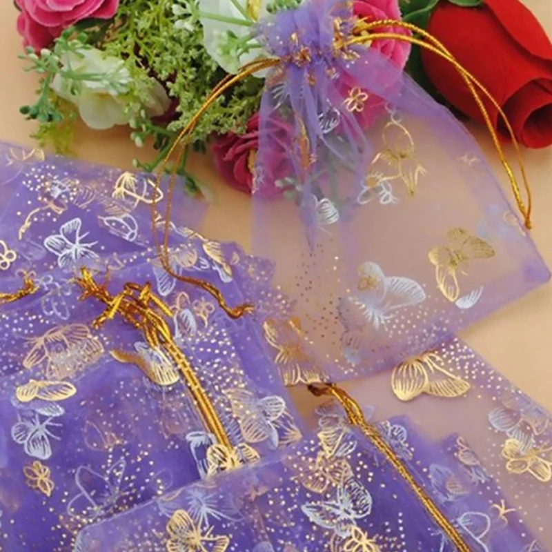 2023 New 25Pcs Organza Gift Bags Jewellery Drawstring Pouches Wedding Party Candy 10X12cm