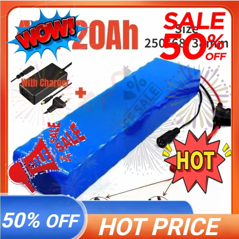 SWZY New Lithium Battery Packs High Power Battery for Electric Moped with Charger for XT60 +DC /T+DC Plug 13S2P 18650 48V 20Ah