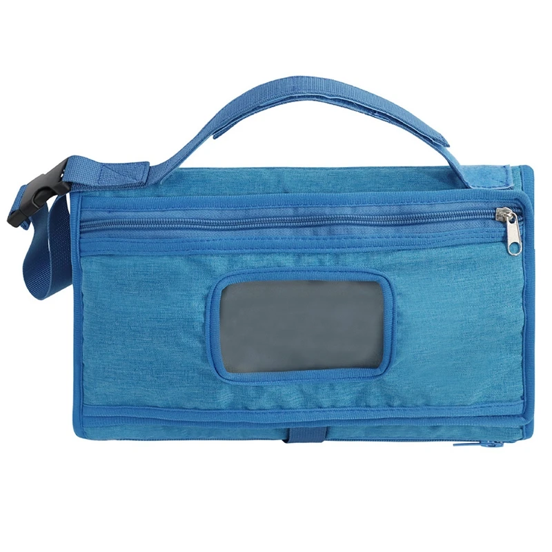 Almohadilla para pañales de bebé, paño Oxford 300D, azul y gris, con bolsa de toallitas húmedas, 1 piezas