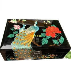 Chinese Ancient Specialty Lacqure Jewelry Box, Wooden Storage Bin, Case for Girlfriends, Birthday Gift, Free Lock Present