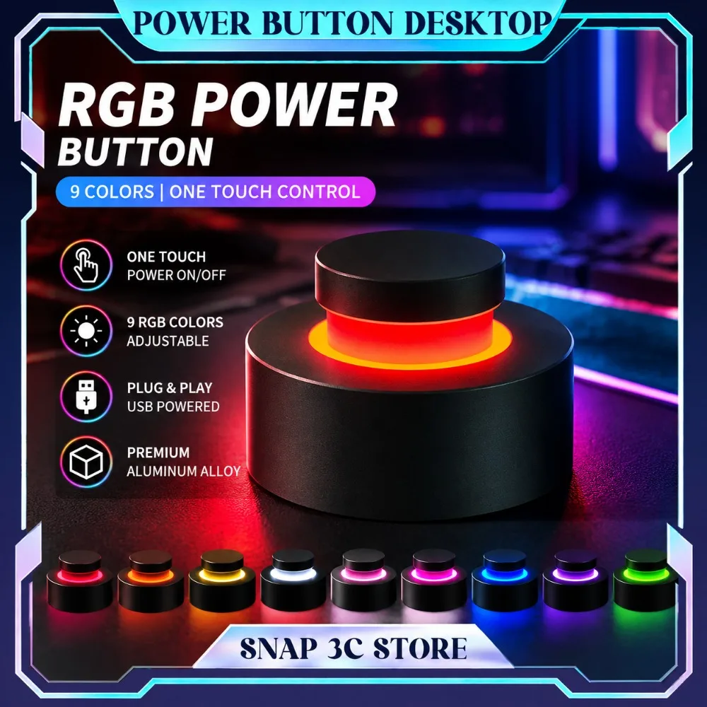 Original Wireless External PC Power Button Premium Metal Desktop Computer Start Switch Remote Controller for Geeks Desk Setup