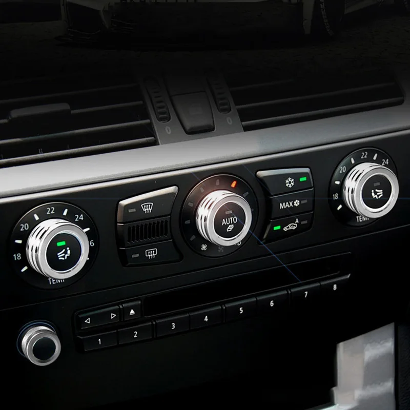 3pcs/set Car Dashboard A/C Control Knobs Decoration Rings Metal Trim Cover For BMW 2004-2010 E60 E61,Interior Accessories Decora
