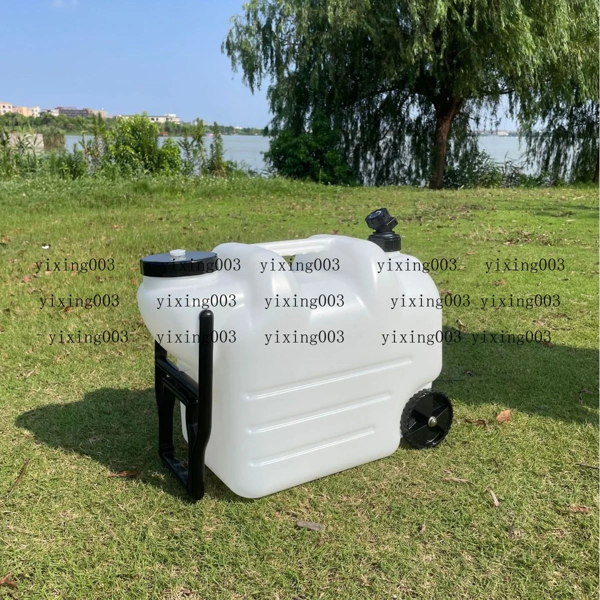 Outdoor Camping Wheeled Water Tank Portable Pull Water Bucket with Tap Large Capacity