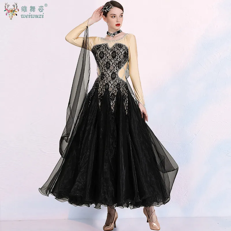 Danza moderna Valzer Grande abito altalena Costume da competizione per performance da donna Elegent Tango Foxtrot Abito da palcoscenico per flamenco spagnolo