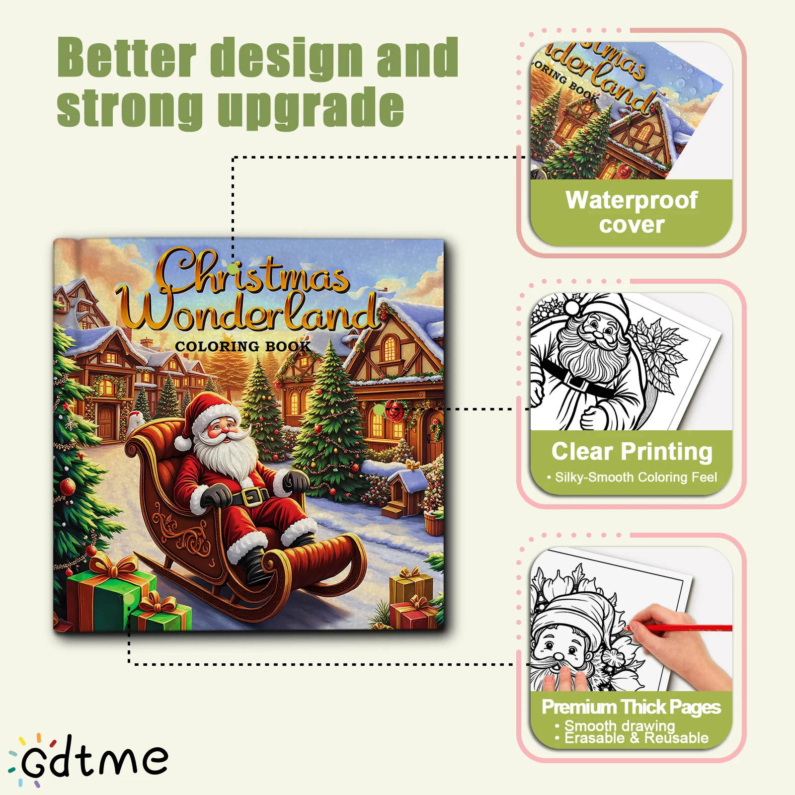 كتاب تلوين عيد الميلاد العجائب للبالغين يتميز أنشطة يومية مريحة وجذابة للاسترخاء (تلوين المساحات المريحة)