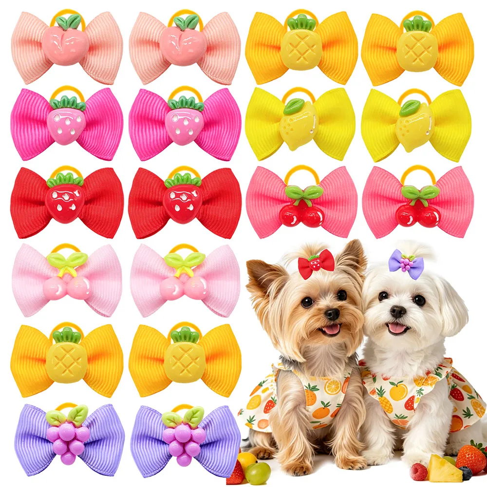 10/20/30 Stück Haarschleifen mit Frucht-Motiv für Hunde, Niedliche 3D-Frucht-Haarschleifen für Haustiere, Haarpflege-Accessoires für Welpen und Hunde – Detail 1