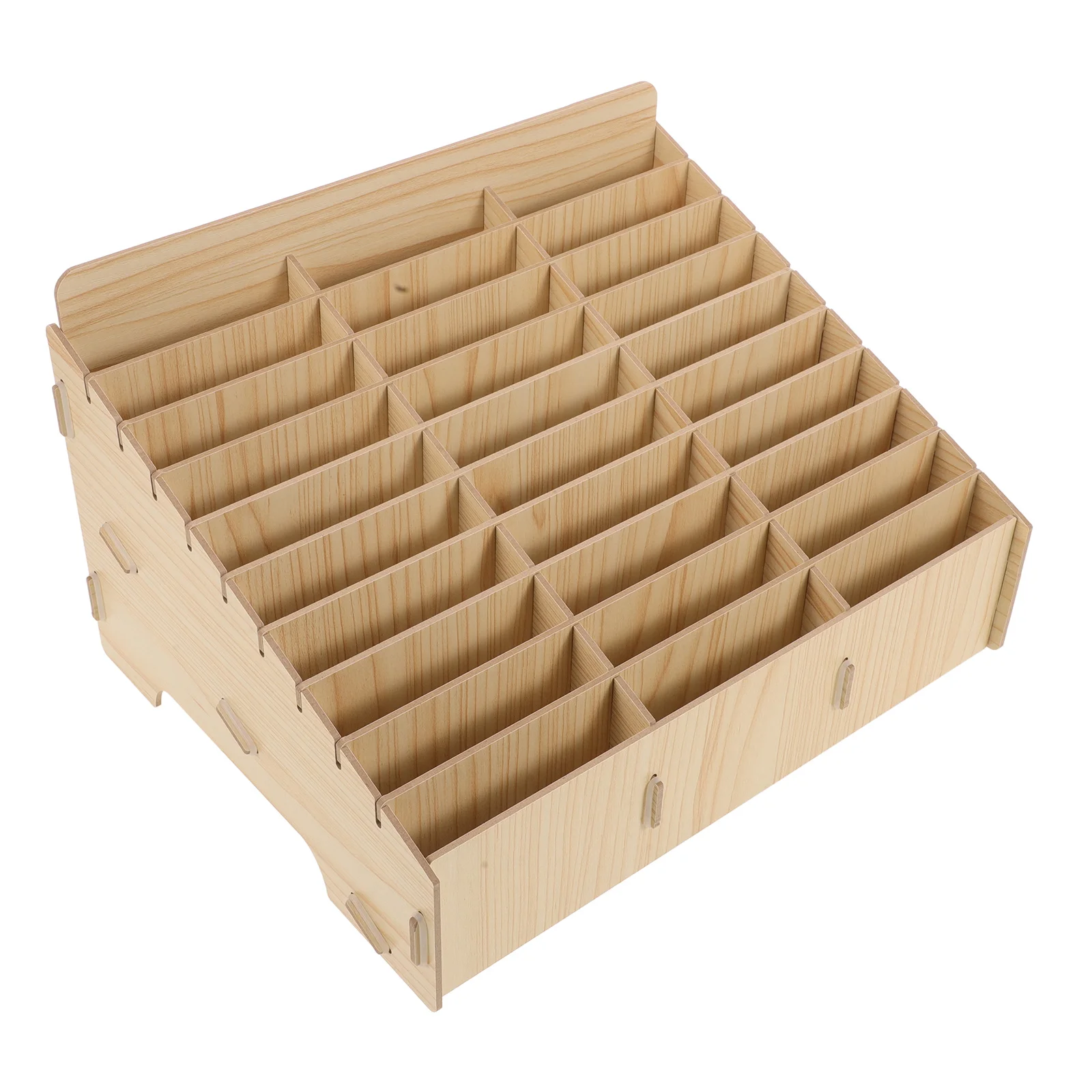 Multifunctional Wooden Mobile Storage Box Desktop Organizer Compartments Cables Documents Classroom Use Compact Portable Design