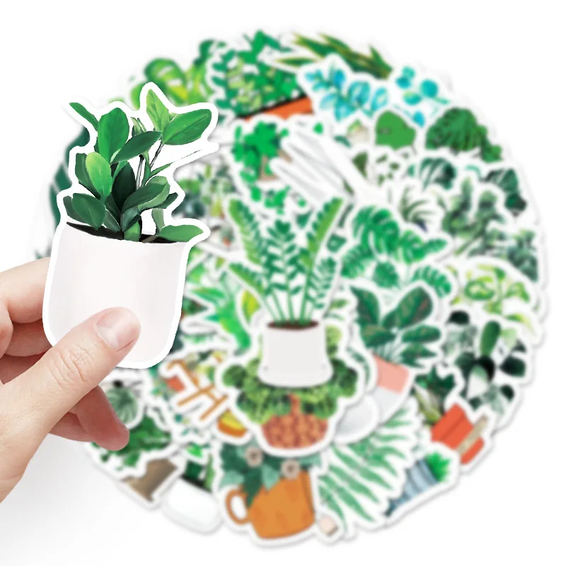 50pcs Cartoon Green Plant Series Graffiti Stickers Suitable for Helmets Desktop Wall Decoration DIY Sticker Pack Wholesale