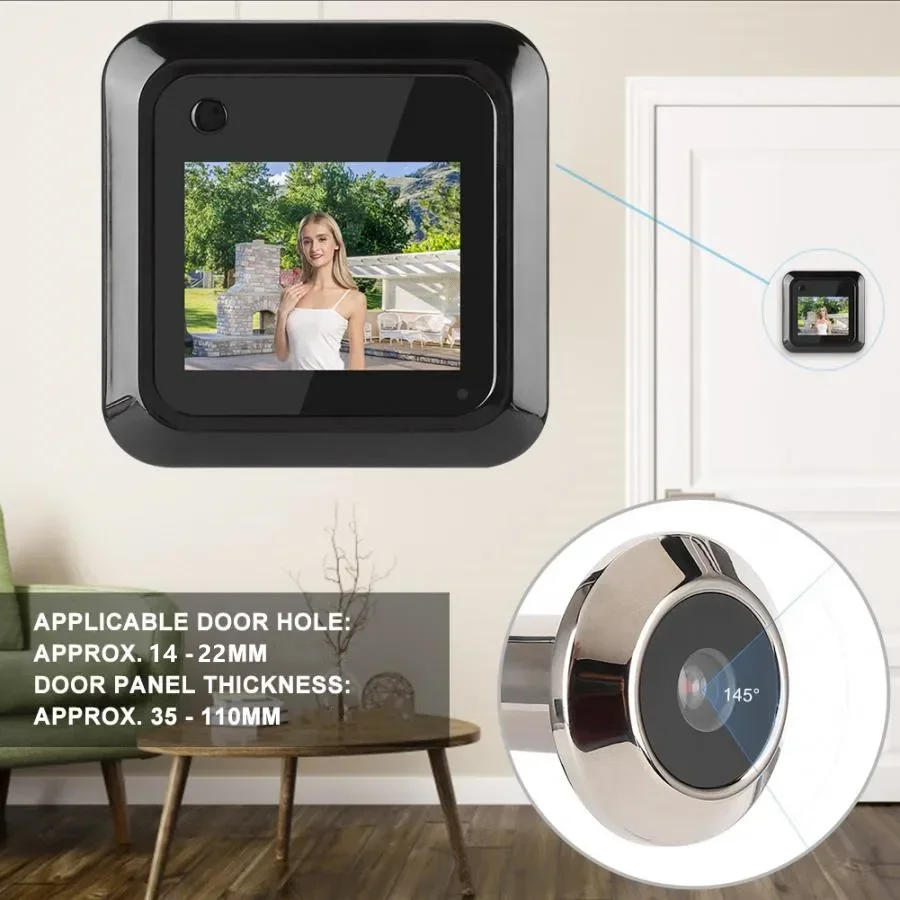 145 องศาประตูสไตล์ Doorbell Camera Viewer 2.4 นิ้วหน้าจอสี LCD Digital Doorbell กลางแจ้งอิเล็กทรอนิกส์ CAT EYE