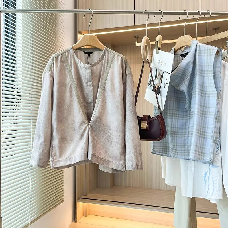 

Maxdutti 2026, летняя модная женская французская свободная рубашка для ленивых, минималистичный элегантный топ с талией, блузка-кимоно, женская